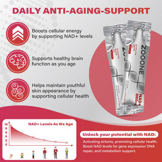 zooone NAD+ Liquid Packets 1000mg, NMN Supplement Alternative with Aging-Supportive Resveratrol, CoQ10, D-Ribose & PQQ for Cellular Energy, 30 On-The-Go Single Serve Packets